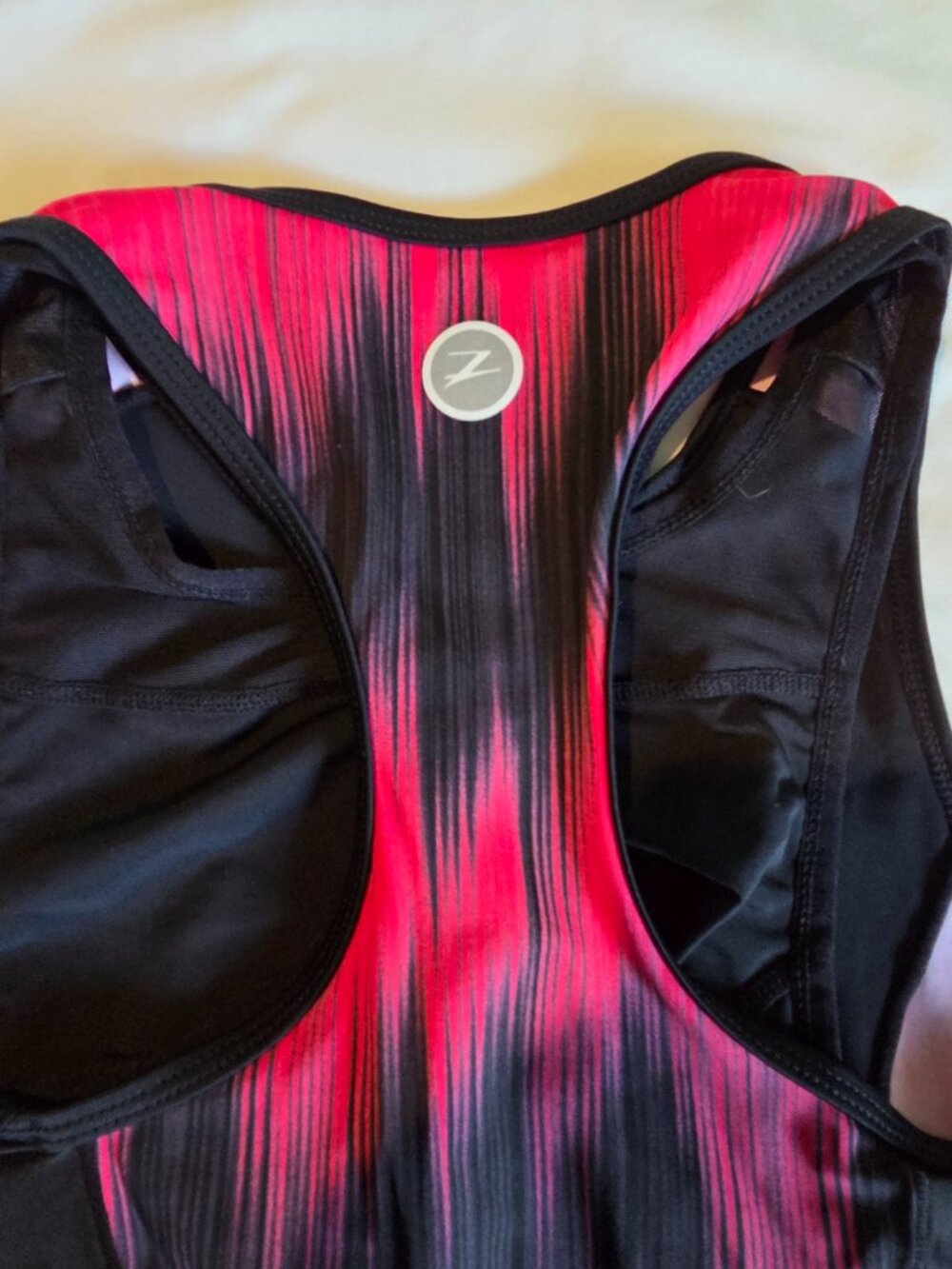 Zoot Performance Tri Tank Top Women’s Small Black with Pink 1/2 Zip Built In Bra - Picture 4 of 5